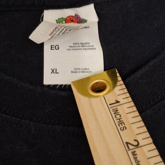 Vintage Fruit Of The Loom Heavy HD Skull Graphic T-Shirt XL Navy Blue - Picture 5 of 7